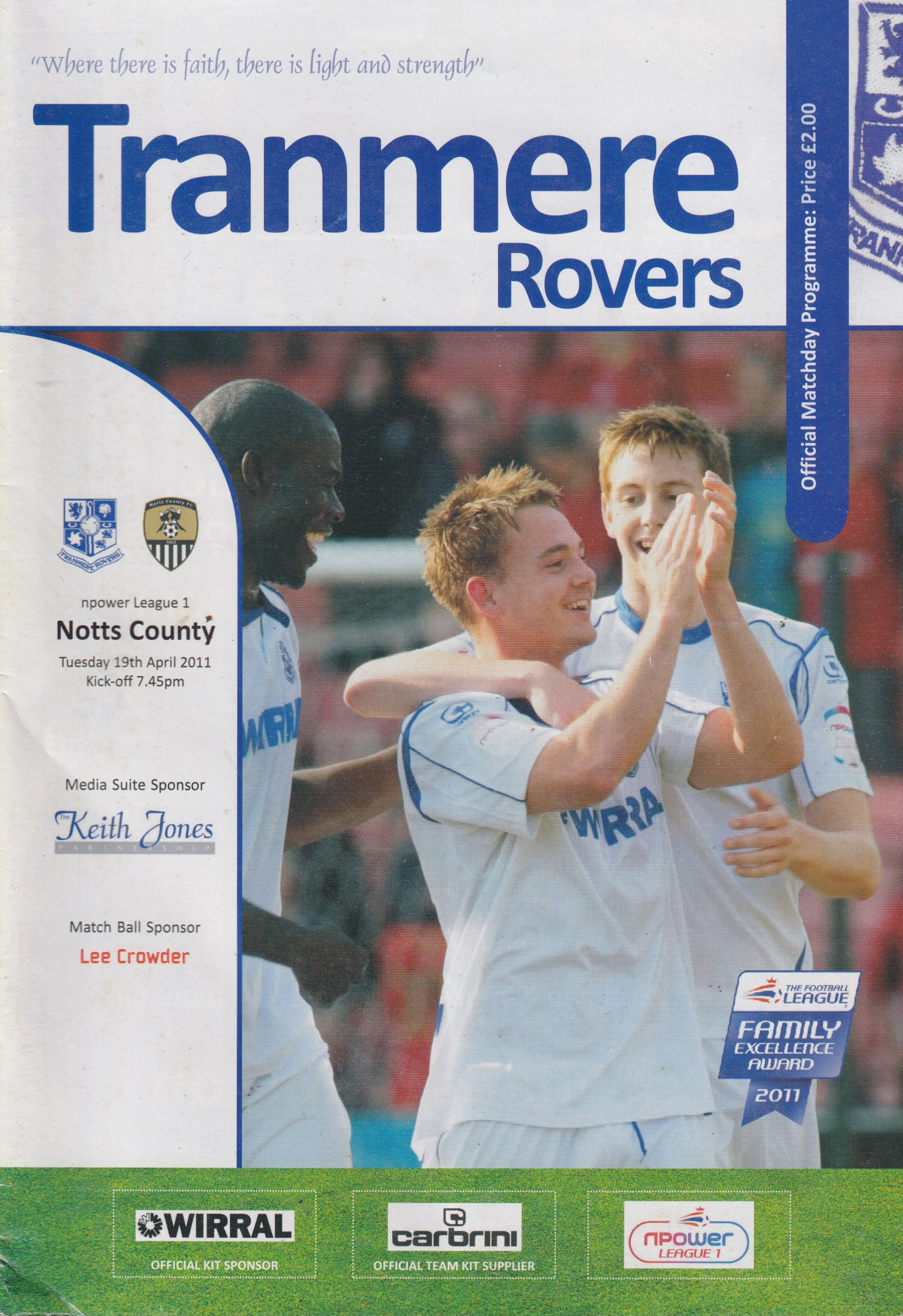 Tranmere Rovers v Notts County match programme